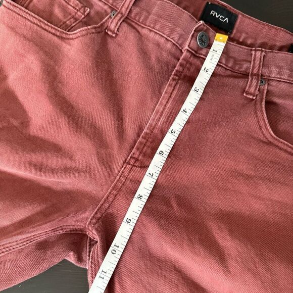 RVCA Spanky Denim Jeans Mens Sz 33 Red Slim Straight Stretch Outdoor Comfort - Picture 14 of 15